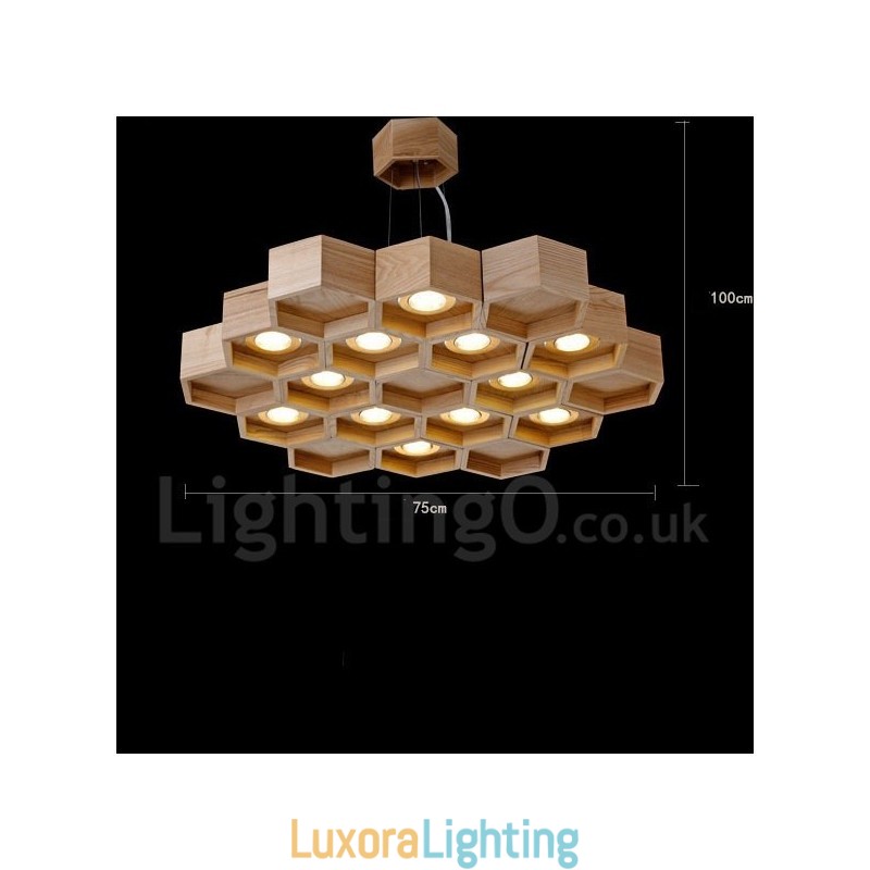 Designer Touch Decorative 12 Light Wood Modern Contemporary Pendant Light