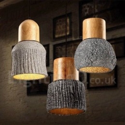 Designer Touch Decorative Retro Vintage Wood Concrte Pendant Light