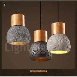 Designer Touch Decorative Retro Vintage Wood Concrte Pendant Light