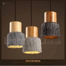 Designer Touch Decorative Retro Vintage Wood Concrte Pendant Light