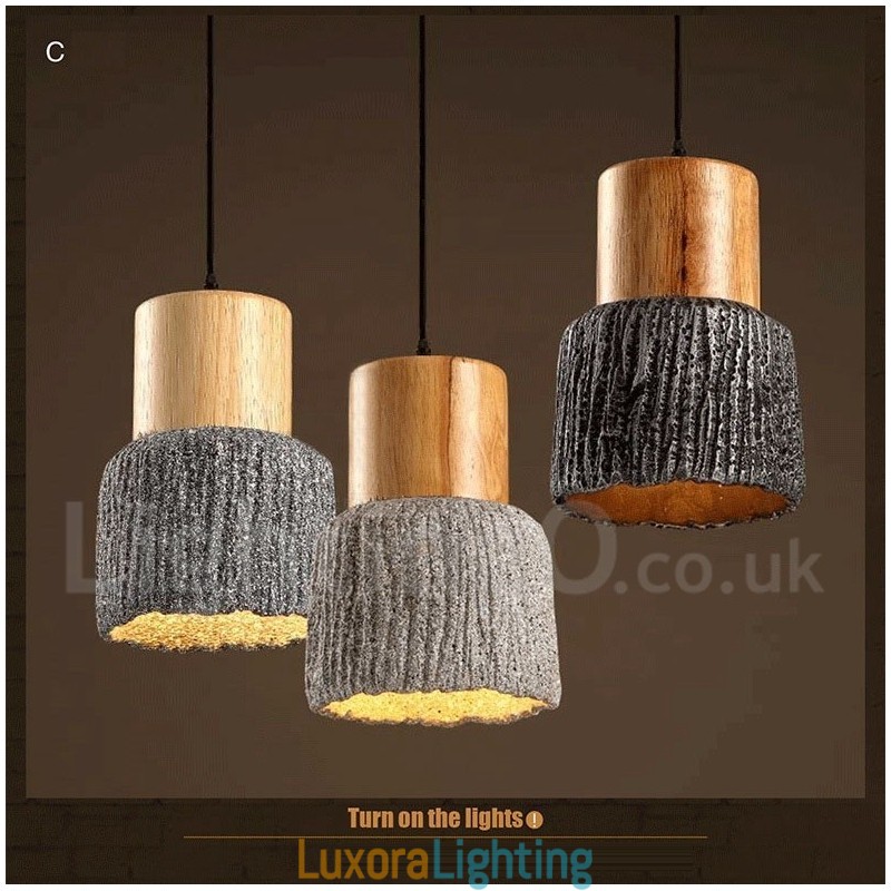 Designer Touch Decorative Retro Vintage Wood Concrte Pendant Light