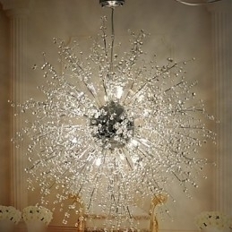 Designer Touch Decorative Modern Lantern Globe Crystal Chrome Metal Flush Mount