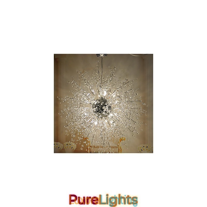 Designer Touch Decorative Modern Lantern Globe Crystal Chrome Metal Flush Mount