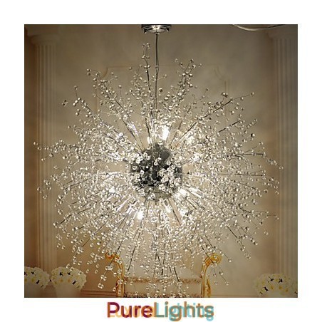 Designer Touch Decorative Modern Lantern Globe Crystal Chrome Metal Flush Mount