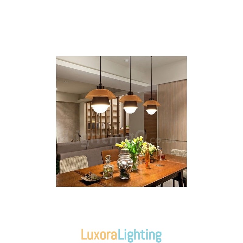 Designer Touch Decorative Metal Wood 1 Light Pendant Light