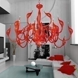 Designer Touch Decorative Modern Chandelier Light 24 Lights G4 Red Painting
