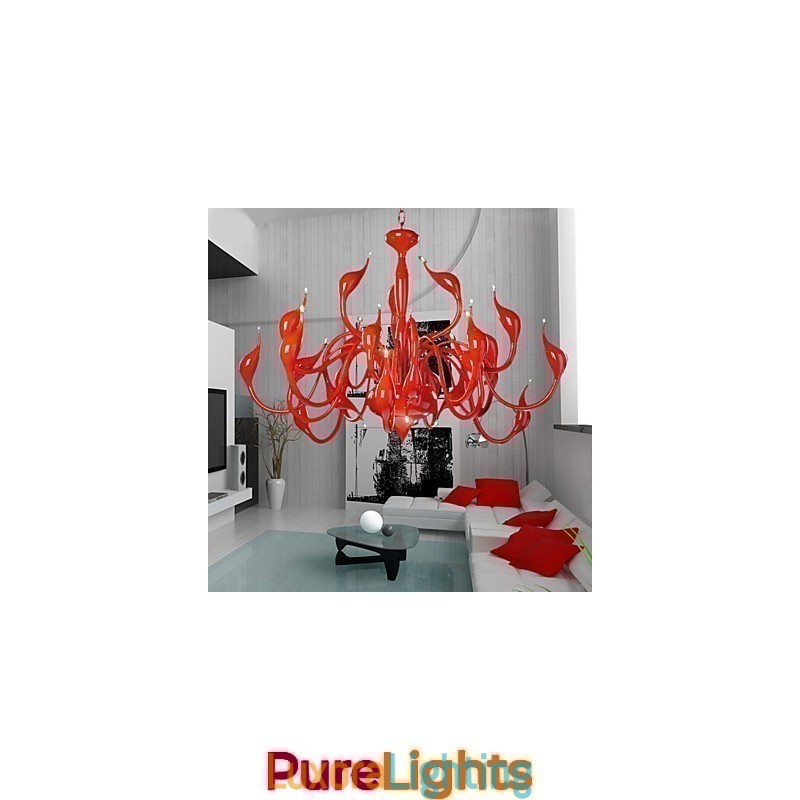 Designer Touch Decorative Modern Chandelier Light 24 Lights G4 Red Painting
