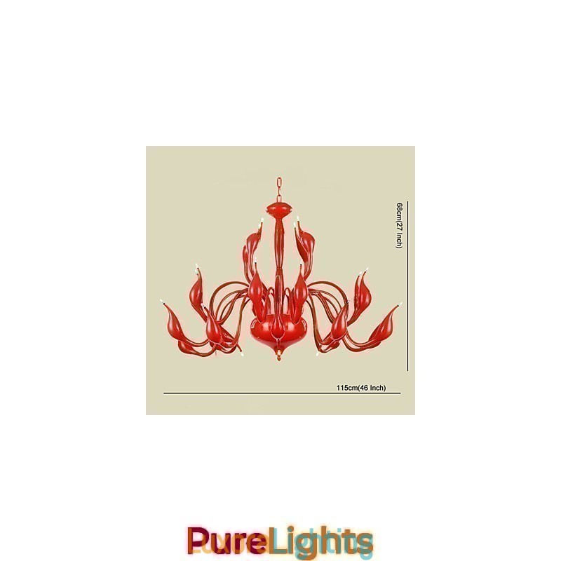 Designer Touch Decorative Modern Chandelier Light 24 Lights G4 Red Painting