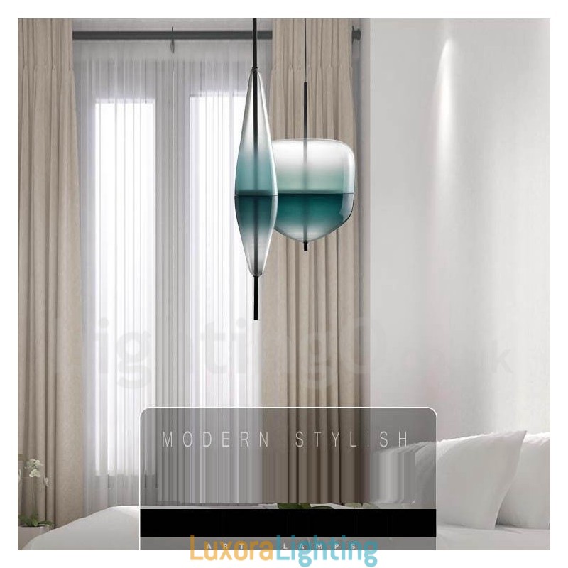 Designer Touch Decorative Modern Contemporary Gradient Color Pendant Light with Glass Shade