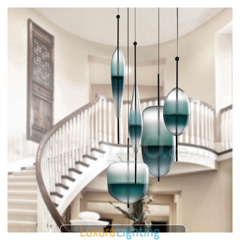 Designer Touch Decorative Modern Contemporary Gradient Color Pendant Light with Glass Shade