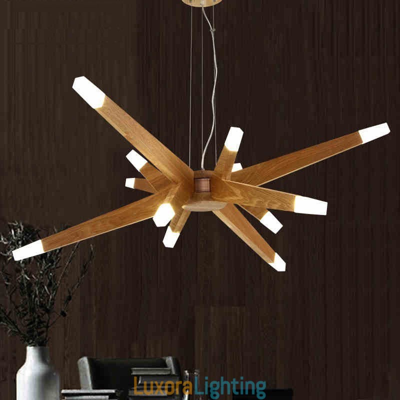Designer Touch Decorative Modern Contemporary Wood 12 Light Pendant Light