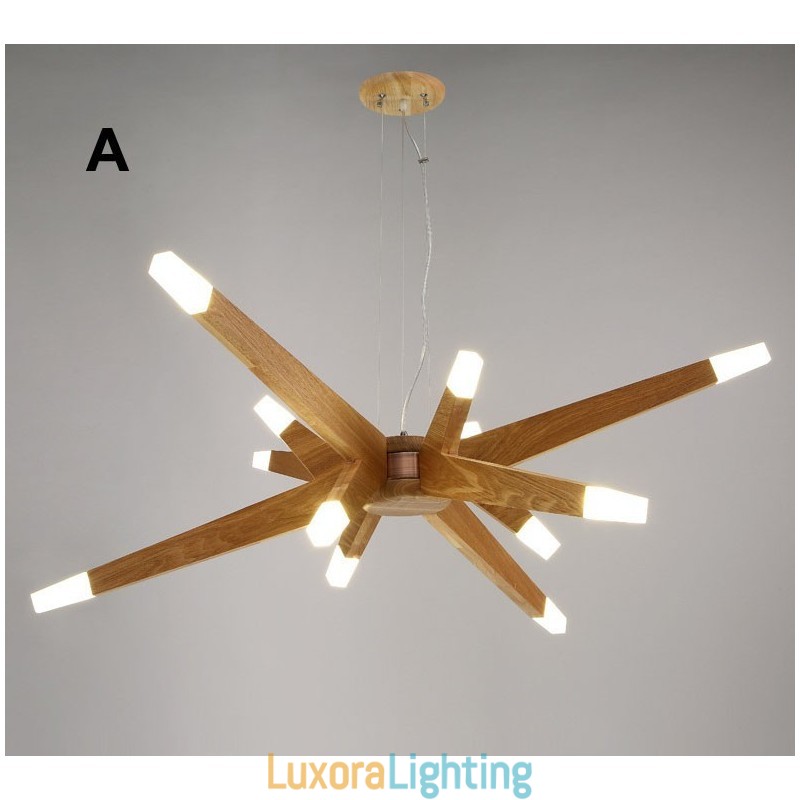Designer Touch Decorative Modern Contemporary Wood 12 Light Pendant Light