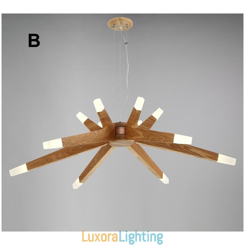 Designer Touch Decorative Modern Contemporary Wood 12 Light Pendant Light