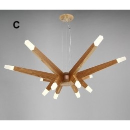 Designer Touch Decorative Modern Contemporary Wood 12 Light Pendant Light
