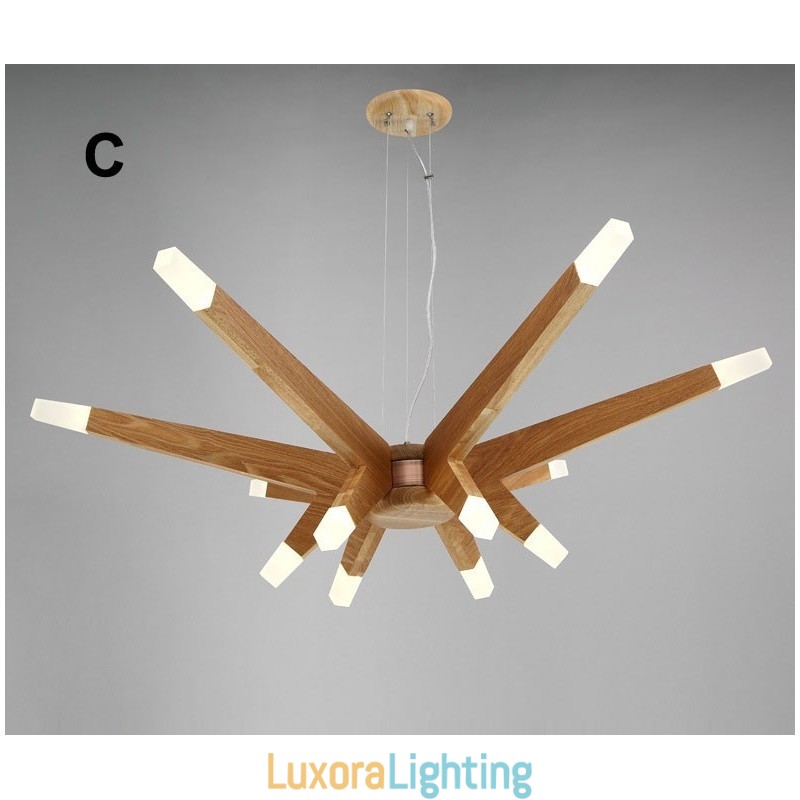 Designer Touch Decorative Modern Contemporary Wood 12 Light Pendant Light
