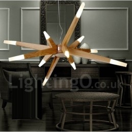 Designer Touch Decorative Modern Contemporary Wood 12 Light Pendant Light