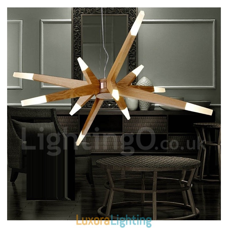 Designer Touch Decorative Modern Contemporary Wood 12 Light Pendant Light