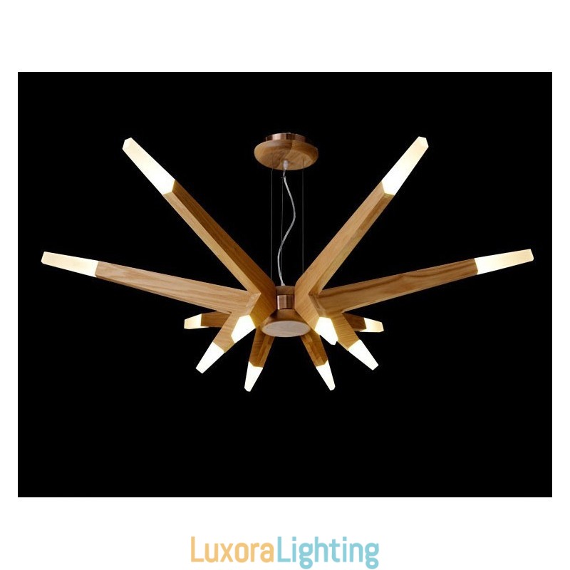 Designer Touch Decorative Modern Contemporary Wood 12 Light Pendant Light
