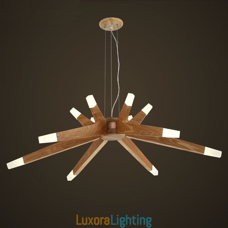 Designer Touch Decorative Modern Contemporary Wood 12 Light Pendant Light