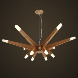 Designer Touch Decorative Modern Contemporary Wood 12 Light Pendant Light