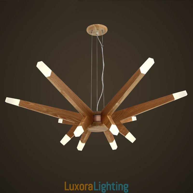 Designer Touch Decorative Modern Contemporary Wood 12 Light Pendant Light