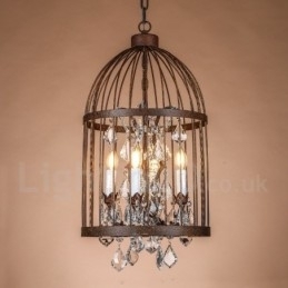 Designer Touch Decorative Retro Vintage Metal 4 Light Birdcage Pendant Light