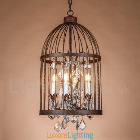 Designer Touch Decorative Retro Vintage Metal 4 Light Birdcage Pendant Light