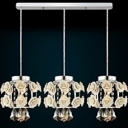 Designer Touch Decorative Flowers and Crystal Chandelier Pendant Light