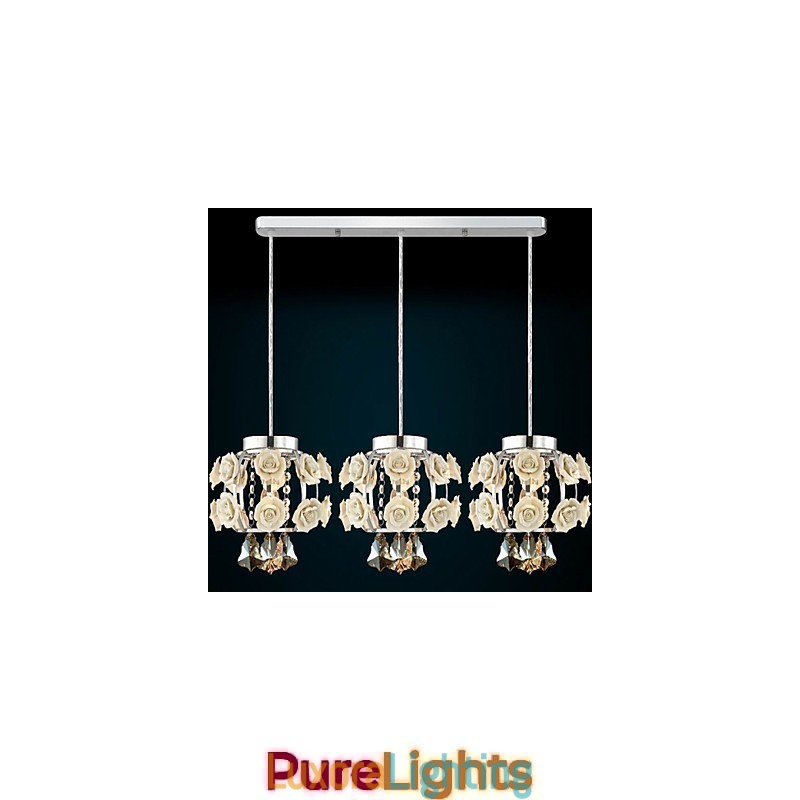 Designer Touch Decorative Flowers and Crystal Chandelier Pendant Light