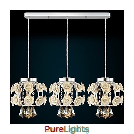 Designer Touch Decorative Flowers and Crystal Chandelier Pendant Light