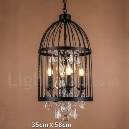 Designer Touch Decorative Retro Vintage Metal 4 Light Birdcage Pendant Light