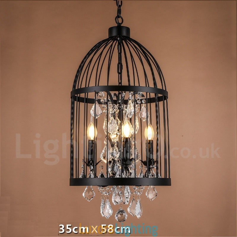 Designer Touch Decorative Retro Vintage Metal 4 Light Birdcage Pendant Light
