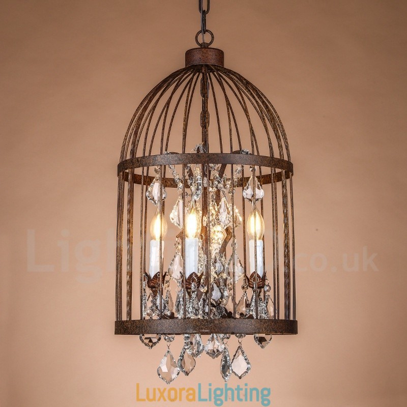 Designer Touch Decorative Retro Vintage Metal 4 Light Birdcage Pendant Light