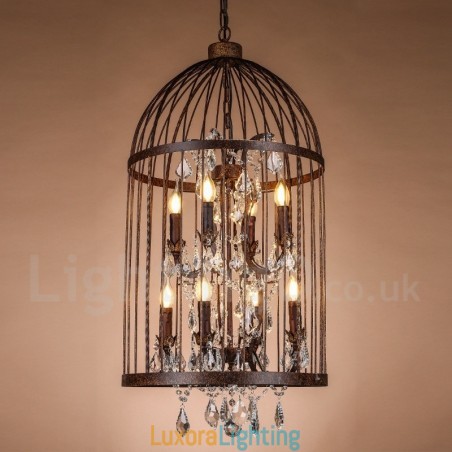 Designer Touch Decorative Retro Vintage Metal 8 Light Birdcage Pendant Light