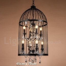 Designer Touch Decorative Retro Vintage Metal 8 Light Birdcage Pendant Light