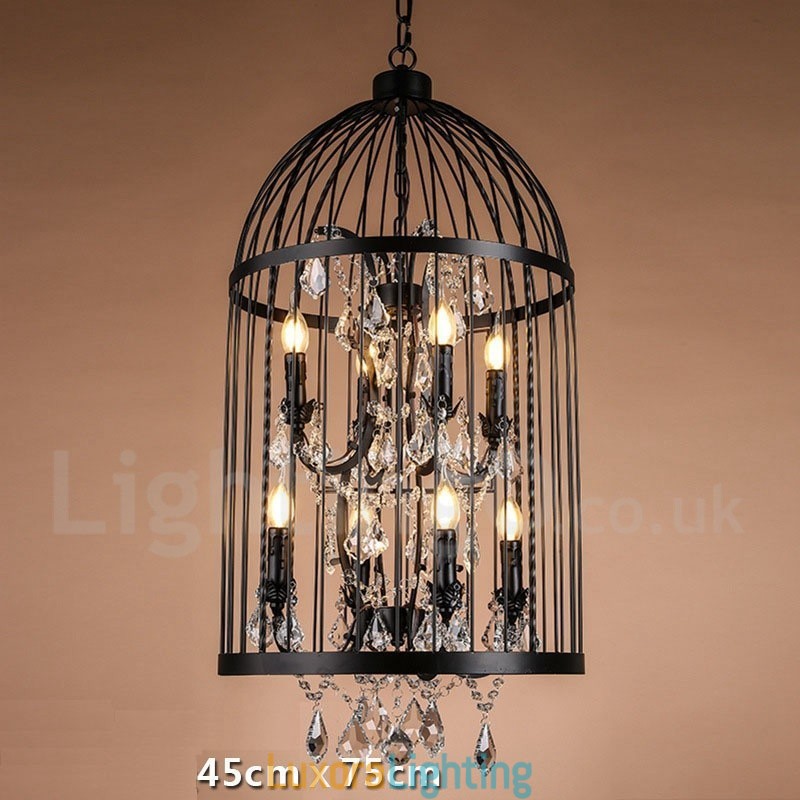 Designer Touch Decorative Retro Vintage Metal 8 Light Birdcage Pendant Light