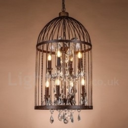 Designer Touch Decorative Retro Vintage Metal 8 Light Birdcage Pendant Light