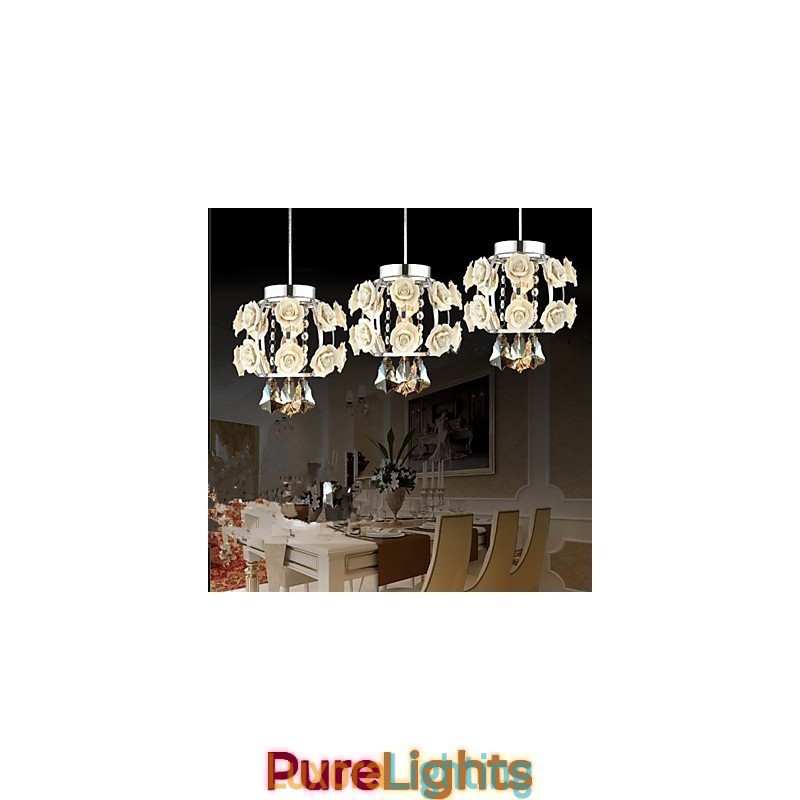 Designer Touch Decorative Flowers and Crystal Chandelier Pendant Light