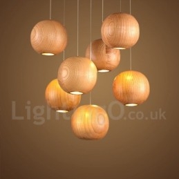 Designer Touch Decorative Rustic Lodge Wooden Globe Pendant Light