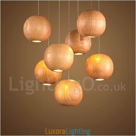 Designer Touch Decorative Rustic Lodge Wooden Globe Pendant Light