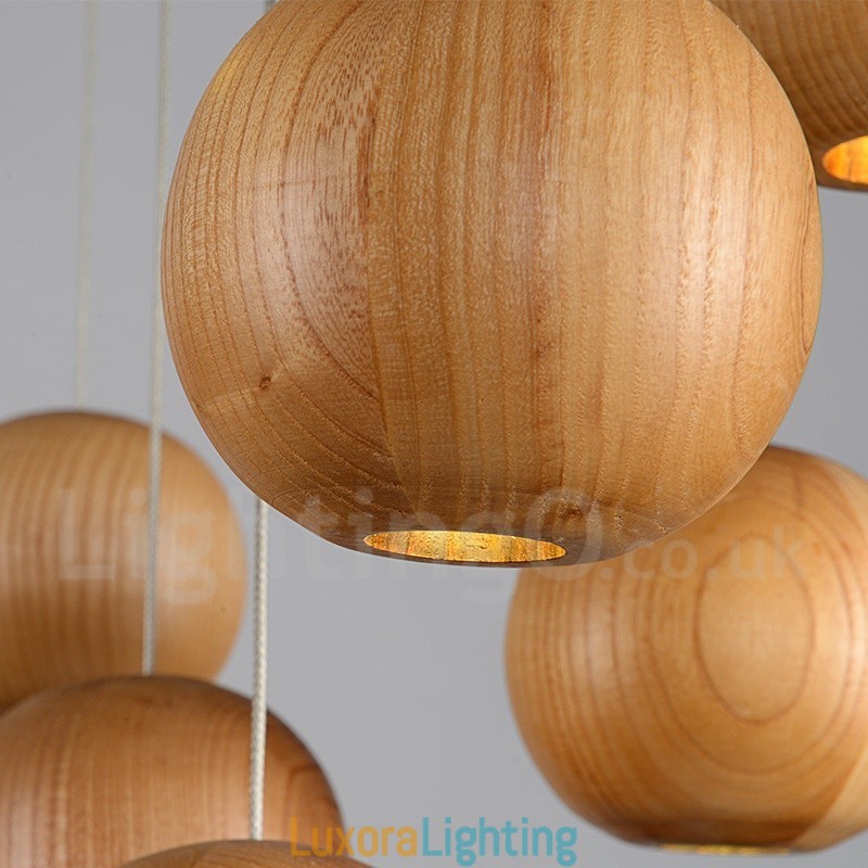 Designer Touch Decorative Rustic Lodge Wooden Globe Pendant Light