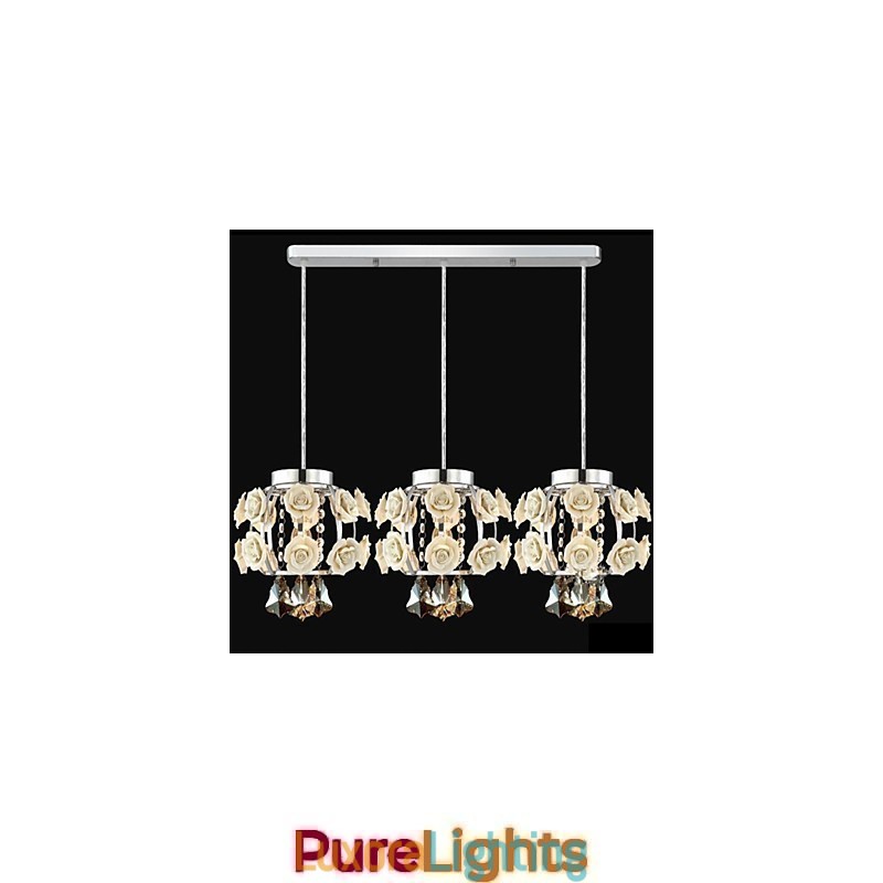 Designer Touch Decorative Flowers and Crystal Chandelier Pendant Light