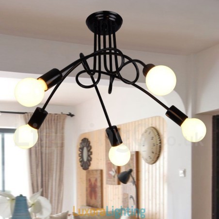 Designer Touch Decorative Black Country Metal 5 Light Chandelier Light