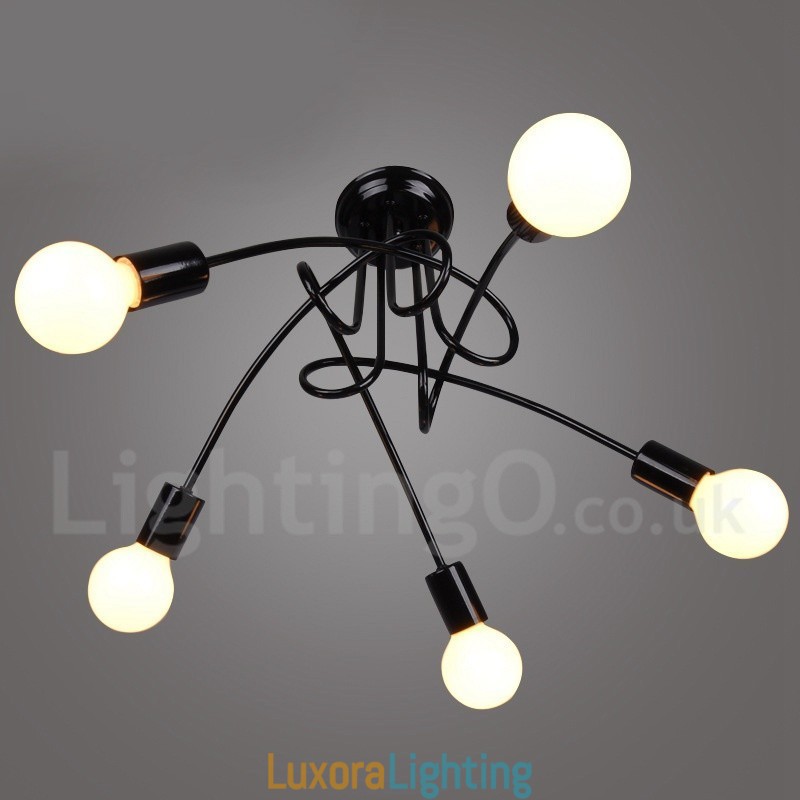 Designer Touch Decorative Black Country Metal 5 Light Chandelier Light