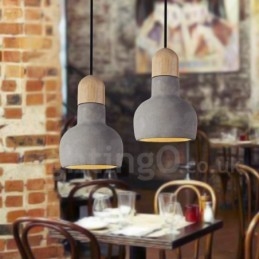 Designer Touch Decorative Retro Vintage Wood Concrte Single Light Pendant Light