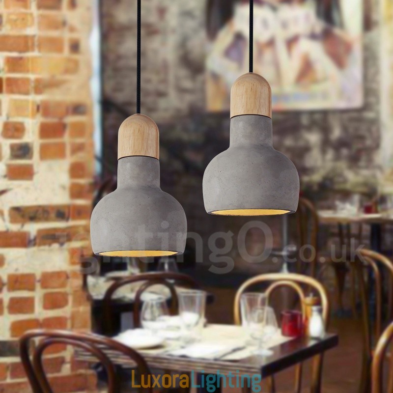 Designer Touch Decorative Retro Vintage Wood Concrte Single Light Pendant Light