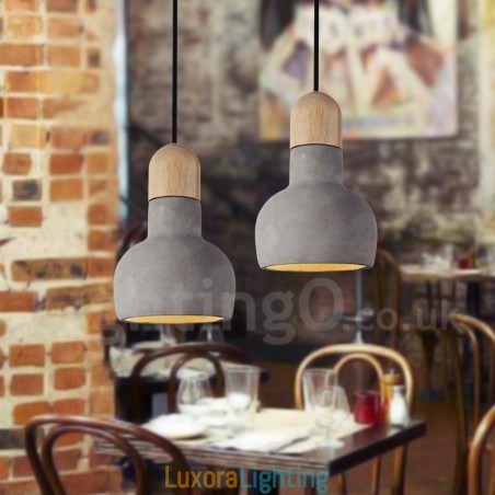 Designer Touch Decorative Retro Vintage Wood Concrte Single Light Pendant Light