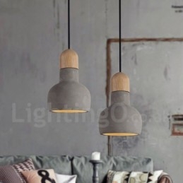 Designer Touch Decorative Retro Vintage Wood Concrte Single Light Pendant Light