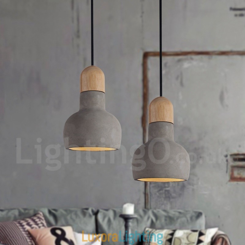 Designer Touch Decorative Retro Vintage Wood Concrte Single Light Pendant Light
