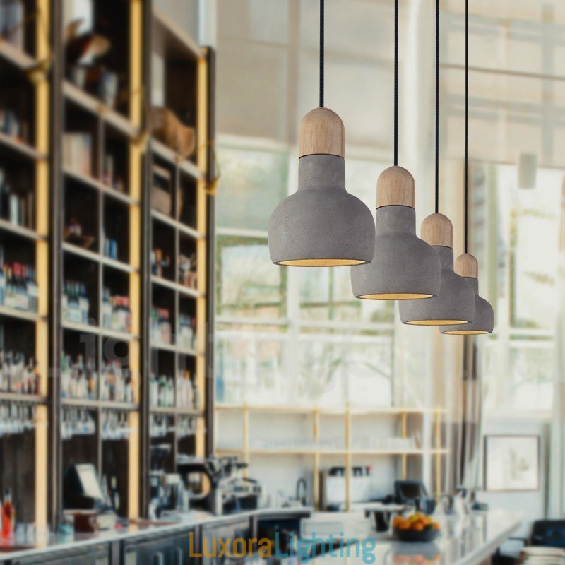 Designer Touch Decorative Retro Vintage Wood Concrte Single Light Pendant Light